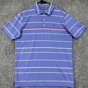 Puma Golf Polo Shirt Men's Medium Purple Stripes Performance Stretch Course Logo